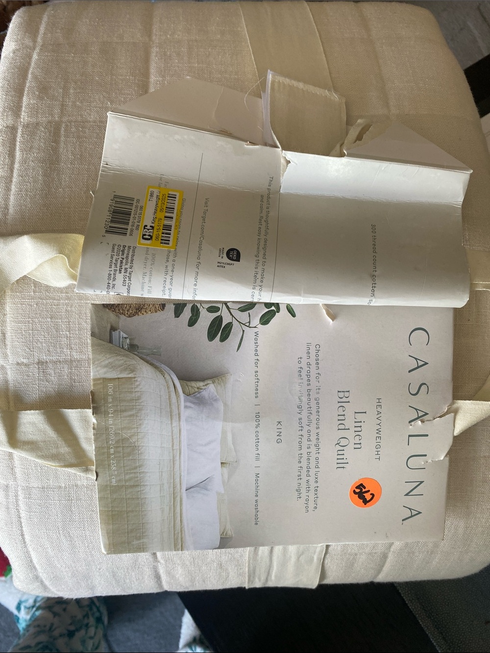 Casaluna Cream Linen Blend Quilt - Neutral Cream